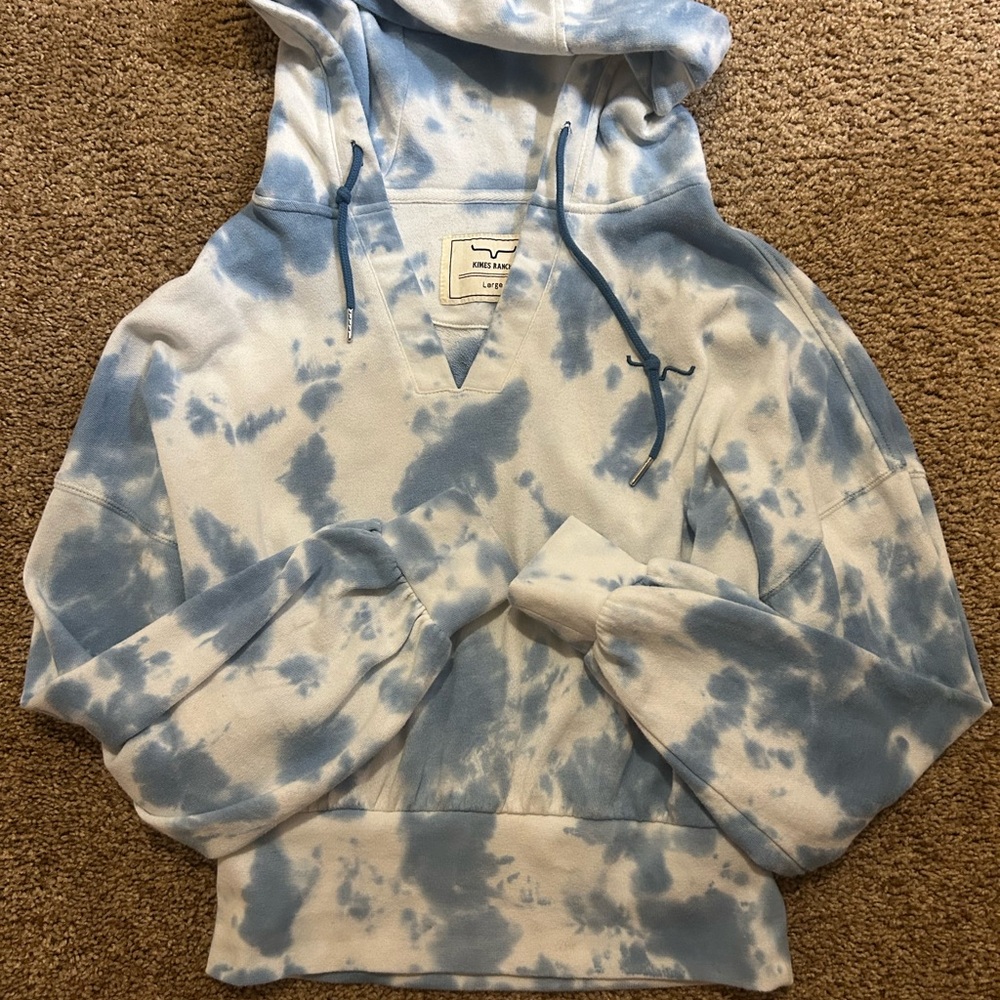 Kimes Ranch Blue and White Tie-Dye Hoodie